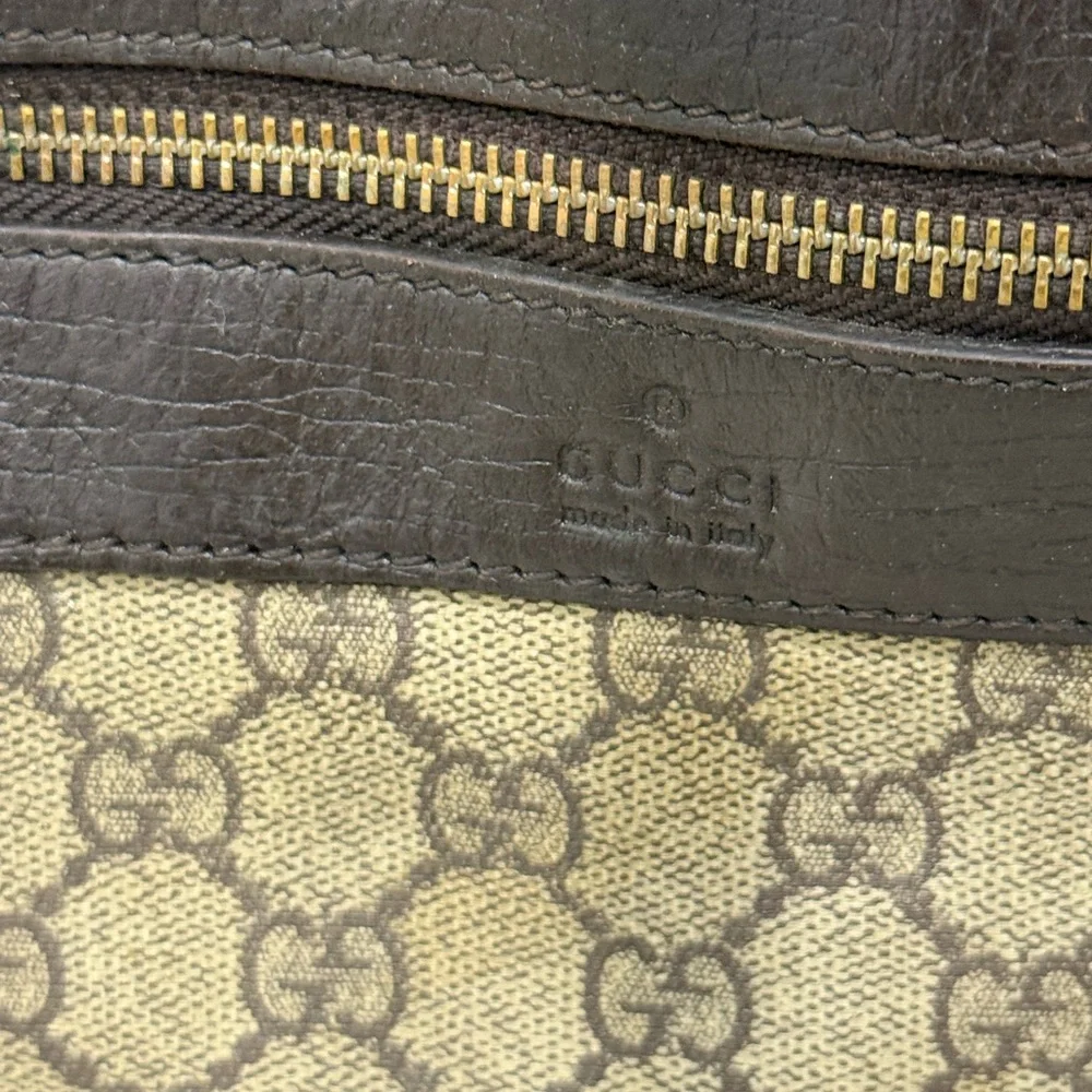 Gucci Beige and Dark Brown Monogram Messenger Bag